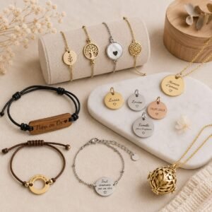 Bijoux personnalisés avec bracelets homme, bracelets femme, breloques et bola de grossesse