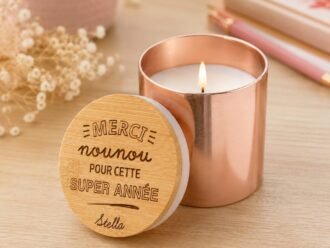 Bougie parfumée personnalisée Merci Maîtresse, Maître ou Nounou – Vanille