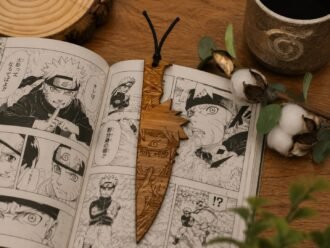 Marque-page kunai en bois inspiré de Naruto