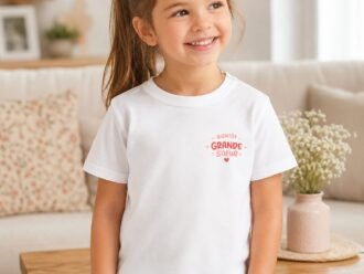 Tee-shirt enfant blanc “Bientôt Grande Sœur”