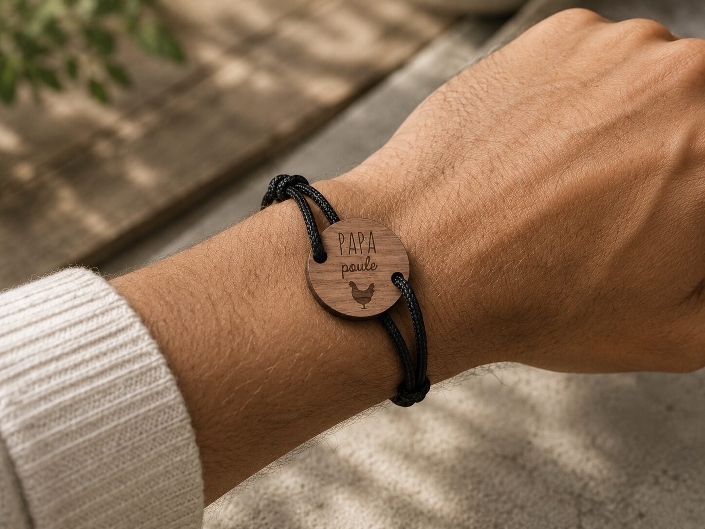 Bracelet en bois “Papa Poule”