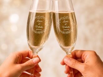 Duo de flûtes à champagne personnalisées – Prénoms & date
