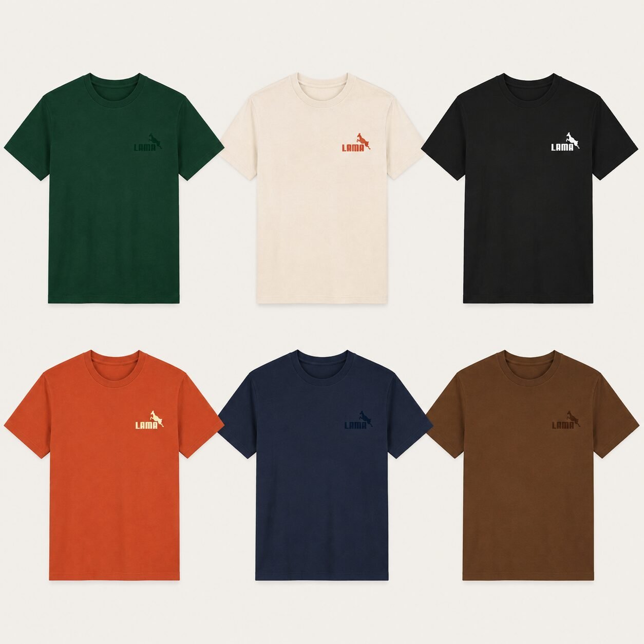 Découvrez les différents coloris disponibles pour ce tee-shirt Lama brodé