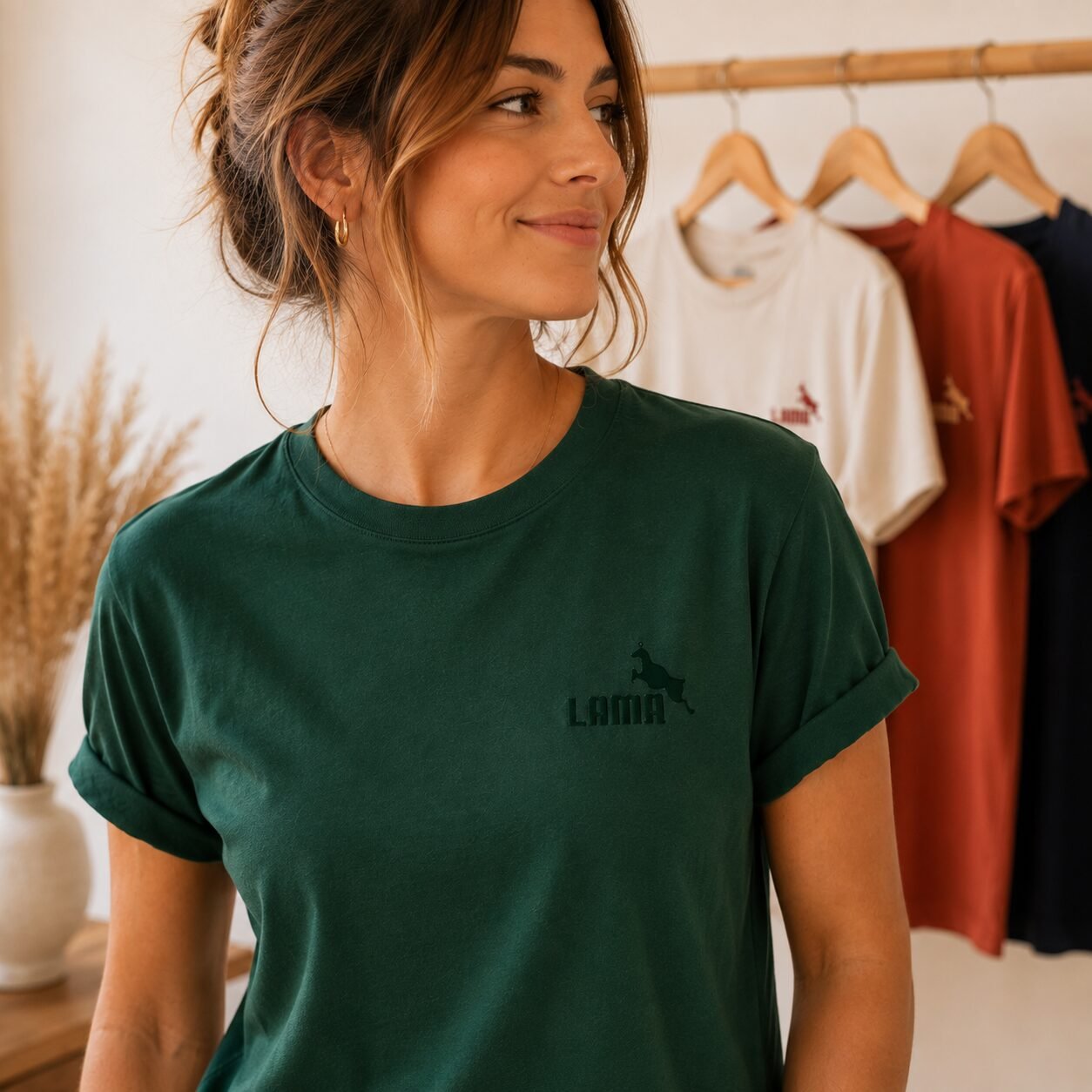Tee-shirt femme brodé avec le motif Lama