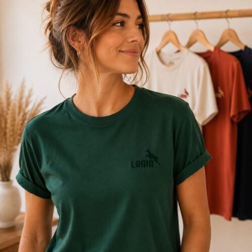 Tee-shirt femme brodé avec le motif Lama